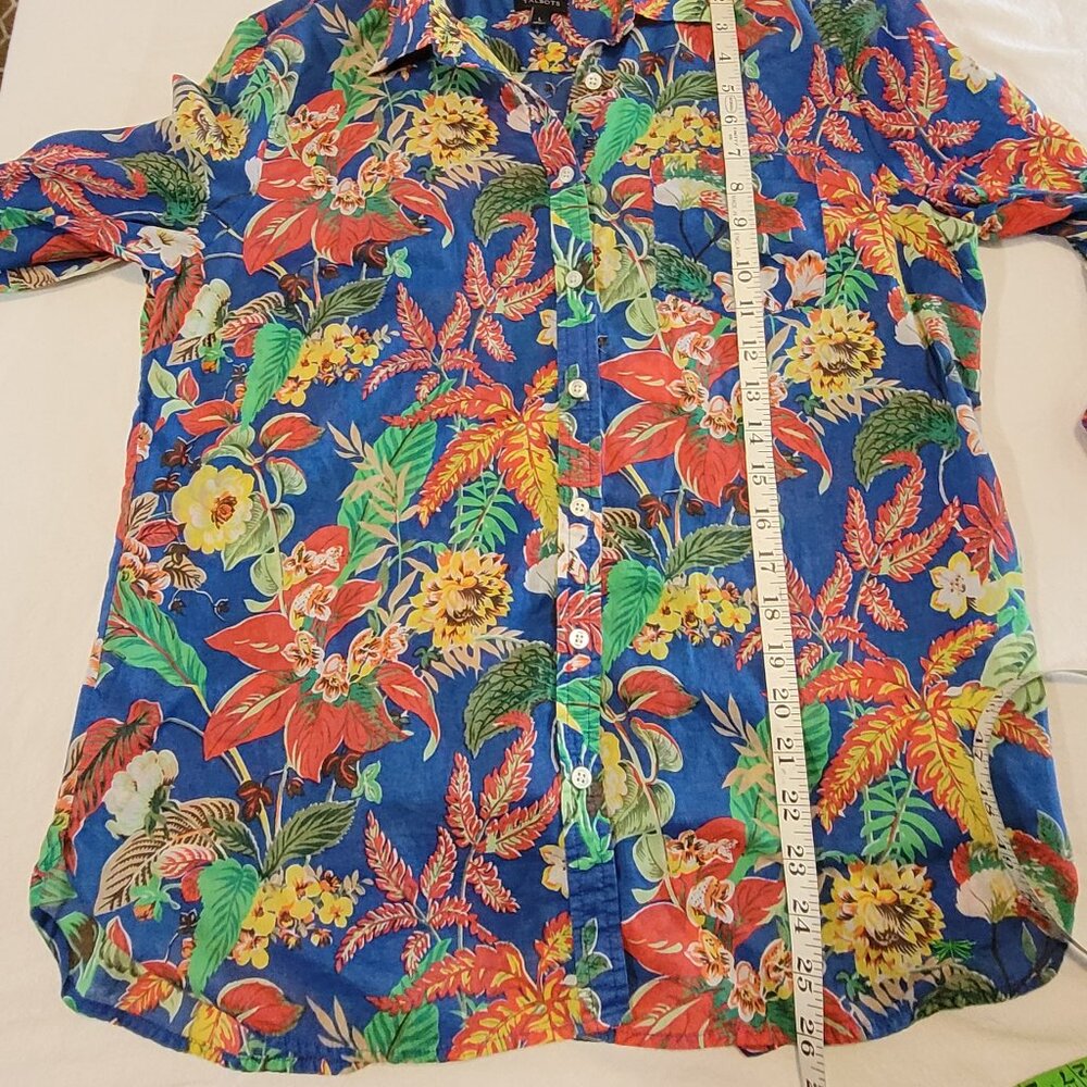 TALBOTS WOMENS TROPICAL PRINT COTTON BLOUSE SHIRT EUC L - Picture 6 of 9
